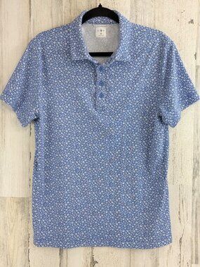J Crew Performance Polo Shirt Mens M Slim Blue CoolMax Stretch Floral